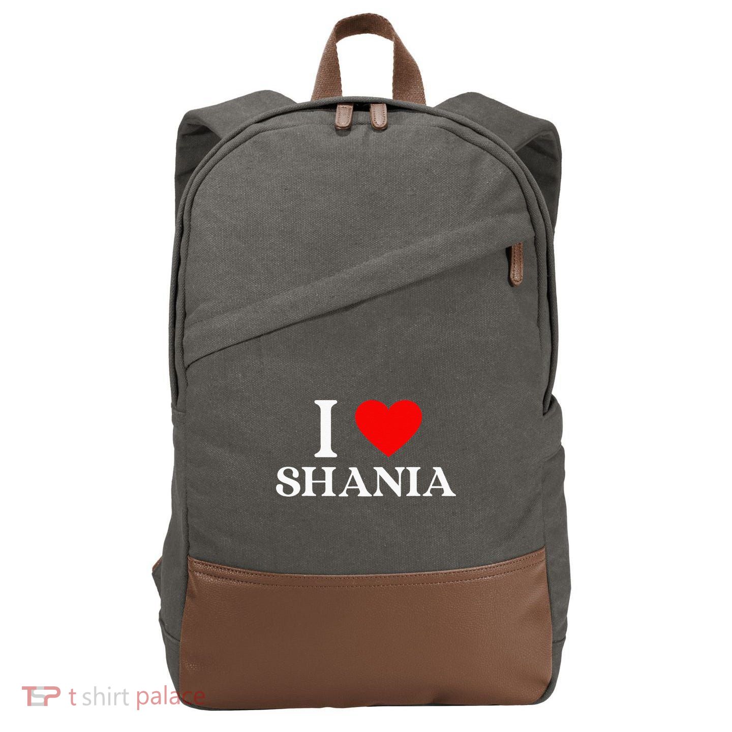 I Love Shania Heart First Name Shania Cotton Canvas Backpack