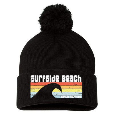 I Love Surfside Beach South Carolina Atlantic Ocean Wave Sc Pom Pom 12in Knit Beanie