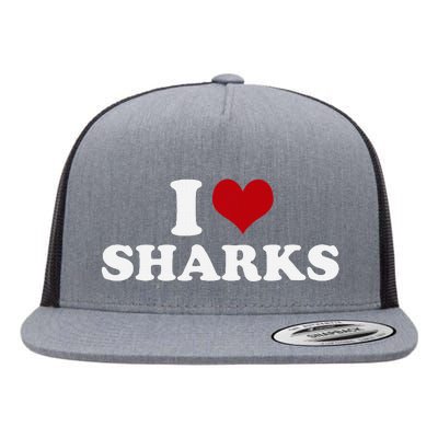 I Love Sharks Flat Bill Trucker Hat