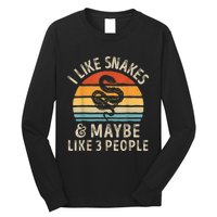 I Like Snakes And Maybe 3 People Snake Reptile Lover Retro Long Sleeve Shirt