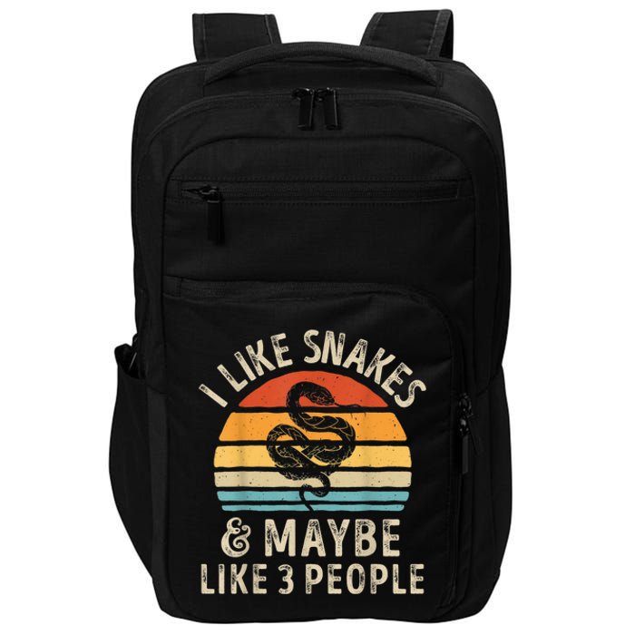 I Like Snakes And Maybe 3 People Snake Reptile Lover Retro Impact Tech Backpack