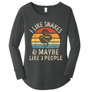 I Like Snakes And Maybe 3 People Snake Reptile Lover Retro Women's Perfect Tri Tunic Long Sleeve Shirt