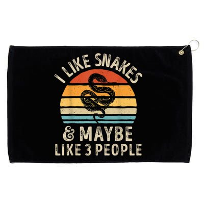 I Like Snakes And Maybe 3 People Snake Reptile Lover Retro Grommeted Golf Towel