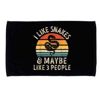 I Like Snakes And Maybe 3 People Snake Reptile Lover Retro Microfiber Hand Towel