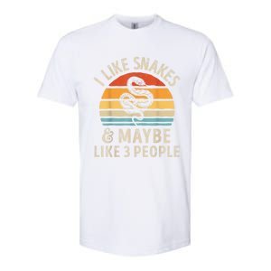 I Like Snakes And Maybe 3 People Snake Reptile Lover Retro Softstyle CVC T-Shirt