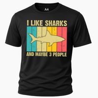 I Like Sharks And Maybe 3 People Funny Shark Lover Cooling Performance Crew T-Shirt