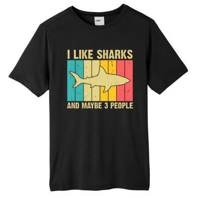 I Like Sharks And Maybe 3 People Funny Shark Lover Tall Fusion ChromaSoft Performance T-Shirt