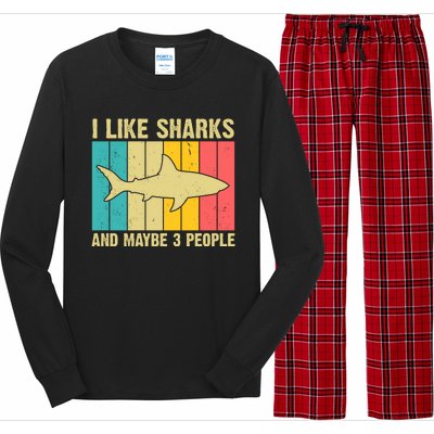 I Like Sharks And Maybe 3 People Funny Shark Lover Long Sleeve Pajama Set