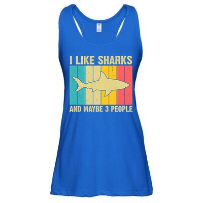 I Like Sharks And Maybe 3 People Funny Shark Lover Ladies Essential Flowy Tank