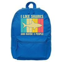 I Like Sharks And Maybe 3 People Funny Shark Lover 16 in Basic Backpack
