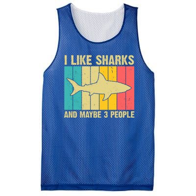 I Like Sharks And Maybe 3 People Funny Shark Lover Mesh Reversible Basketball Jersey Tank