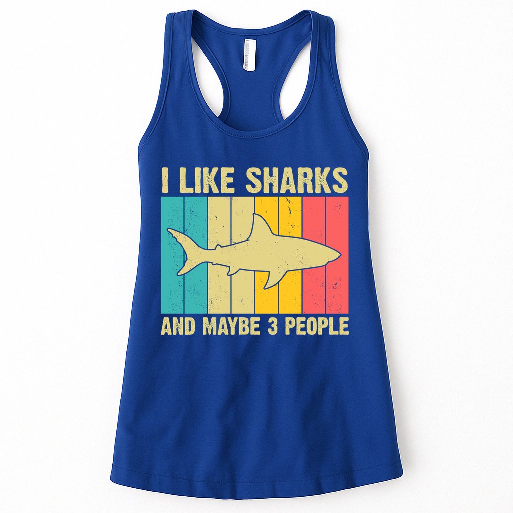 I Like Sharks And Maybe 3 People Funny Shark Lover Womens Tank Top
