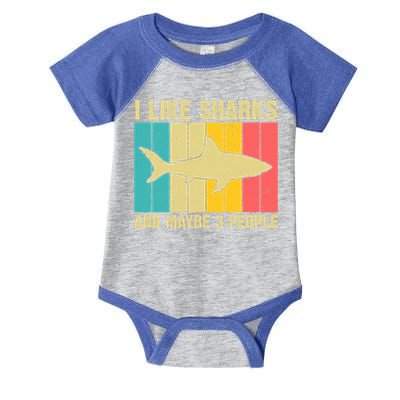 I Like Sharks And Maybe 3 People Funny Shark Lover Infant Baby Jersey Bodysuit