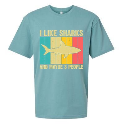 I Like Sharks And Maybe 3 People Funny Shark Lover Sueded Cloud Jersey T-Shirt