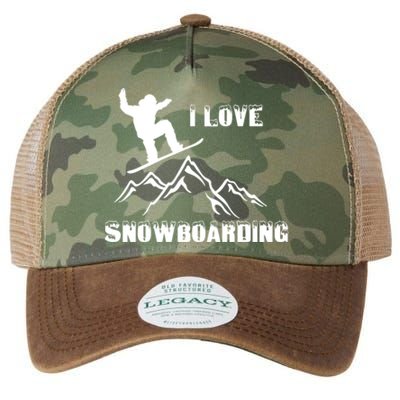 I Love Snowboarding Gift Funny Skiing Legacy Tie Dye Trucker Hat