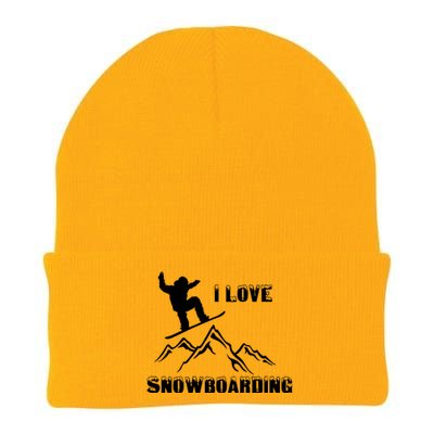 I Love Snowboarding Gift Funny Skiing Knit Cap Winter Beanie