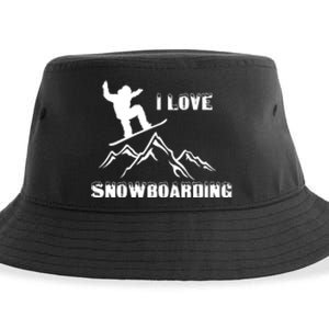 I Love Snowboarding Gift Funny Skiing Sustainable Bucket Hat