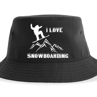 I Love Snowboarding Gift Funny Skiing Sustainable Bucket Hat