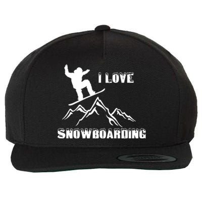 I Love Snowboarding Gift Funny Skiing Wool Snapback Cap