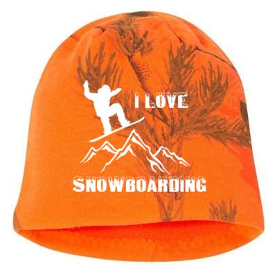 I Love Snowboarding Gift Funny Skiing Kati - Camo Knit Beanie