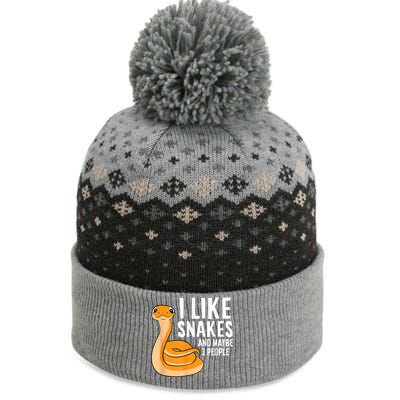 I Like Snakes And Maybe 3 People Snake Reptile Lover The Baniff Cuffed Pom Beanie