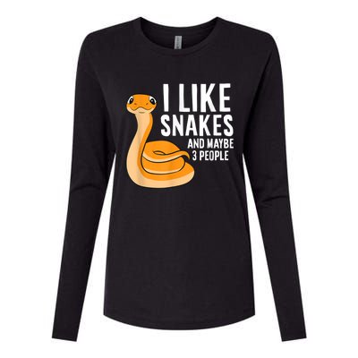 I Like Snakes And Maybe 3 People Snake Reptile Lover Womens Cotton Relaxed Long Sleeve T-Shirt