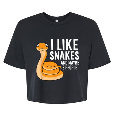 I Like Snakes And Maybe 3 People Snake Reptile Lover Bella+Canvas Jersey Crop Tee