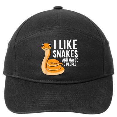 I Like Snakes And Maybe 3 People Snake Reptile Lover 7-Panel Snapback Hat