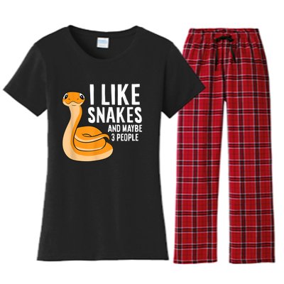 I Like Snakes And Maybe 3 People Snake Reptile Lover Women's Flannel Pajama Set