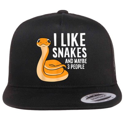 I Like Snakes And Maybe 3 People Snake Reptile Lover Flat Bill Trucker Hat