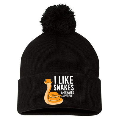 I Like Snakes And Maybe 3 People Snake Reptile Lover Pom Pom 12in Knit Beanie