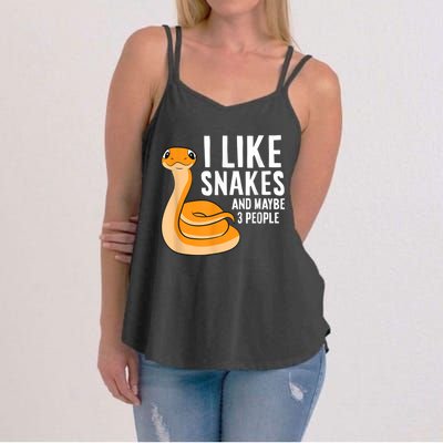 I Like Snakes And Maybe 3 People Snake Reptile Lover Women's Strappy Tank