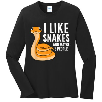 I Like Snakes And Maybe 3 People Snake Reptile Lover Ladies Long Sleeve Shirt