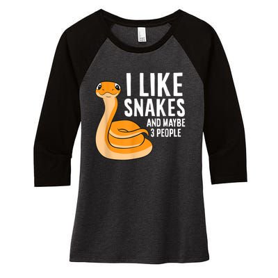 I Like Snakes And Maybe 3 People Snake Reptile Lover Women's Tri-Blend 3/4-Sleeve Raglan Shirt