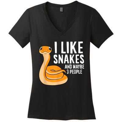 I Like Snakes And Maybe 3 People Snake Reptile Lover Women's V-Neck T-Shirt