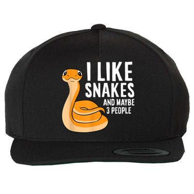 I Like Snakes And Maybe 3 People Snake Reptile Lover Wool Snapback Cap