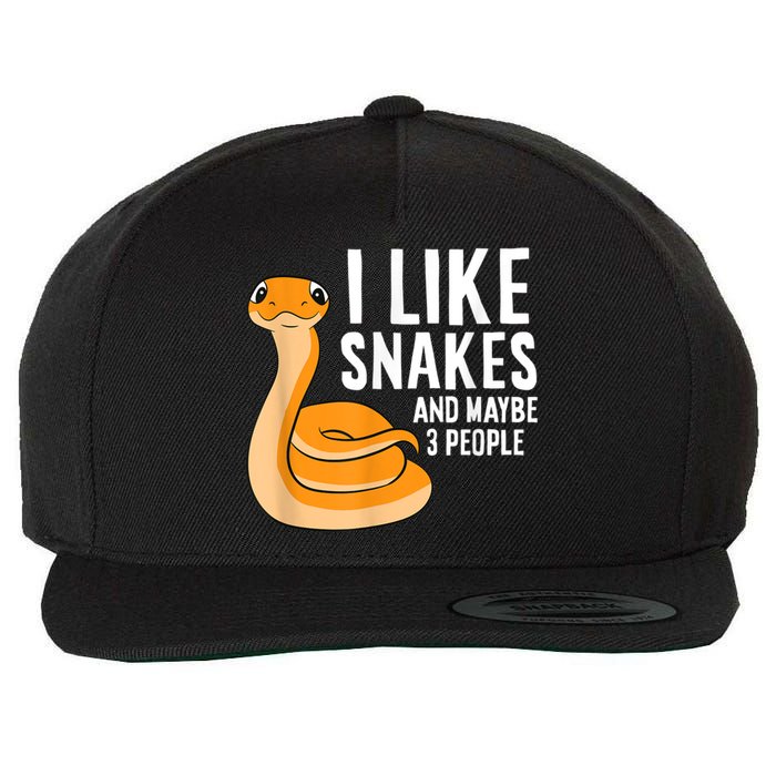 I Like Snakes And Maybe 3 People Snake Reptile Lover Wool Snapback Cap