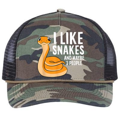 I Like Snakes And Maybe 3 People Snake Reptile Lover Retro Rope Trucker Hat Cap