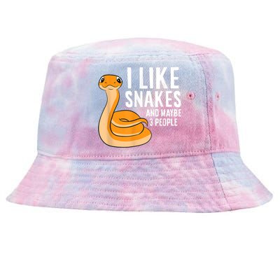 I Like Snakes And Maybe 3 People Snake Reptile Lover Tie-Dyed Bucket Hat