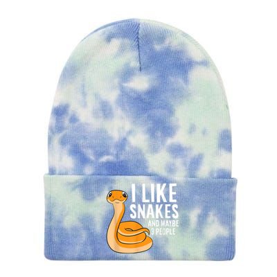 I Like Snakes And Maybe 3 People Snake Reptile Lover Tie Dye 12in Knit Beanie