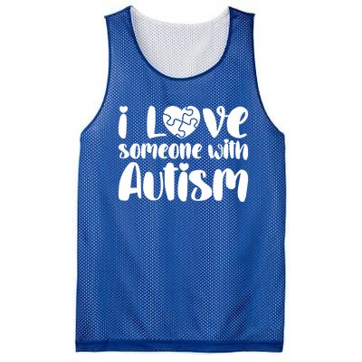 I Love Someone With Autism Mom Gift Autism Awareness Gift Mesh Reversible Basketball Jersey Tank