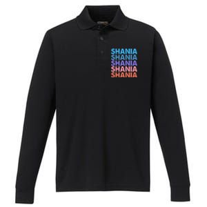 I Love Shania Personalized First Name Shania Performance Long Sleeve Polo