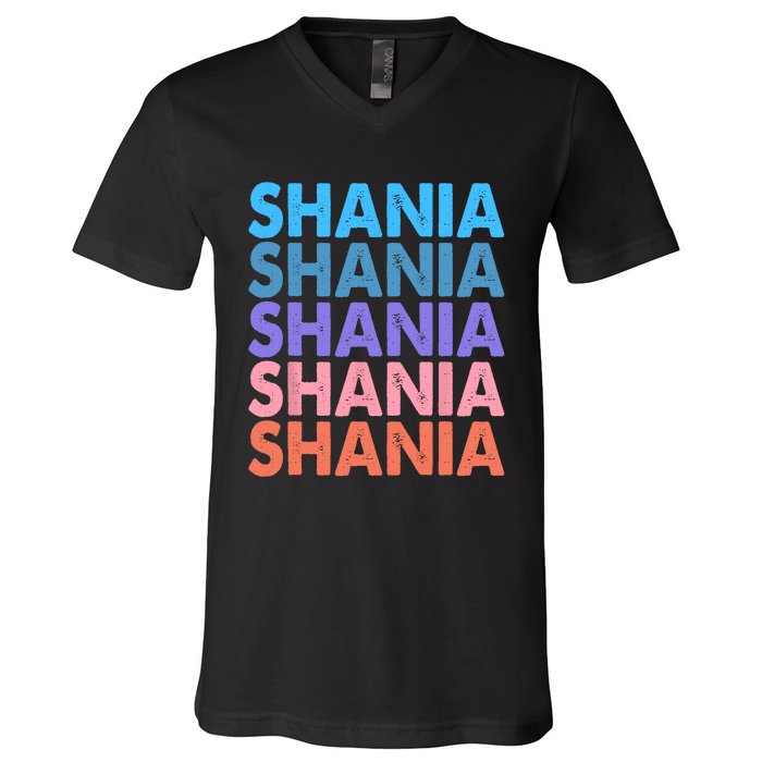 I Love Shania Personalized First Name Shania V-Neck T-Shirt