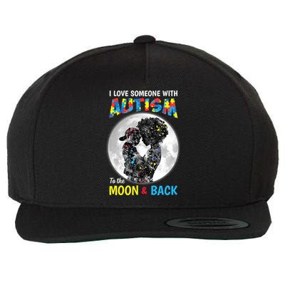 I Love Someone With Autism To The Moon And Back Funny Gift Wool Snapback Cap