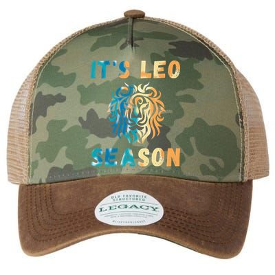 Its Leo Season Celtic Design Retro Colors Lion Zodiac Legacy Tie Dye Trucker Hat
