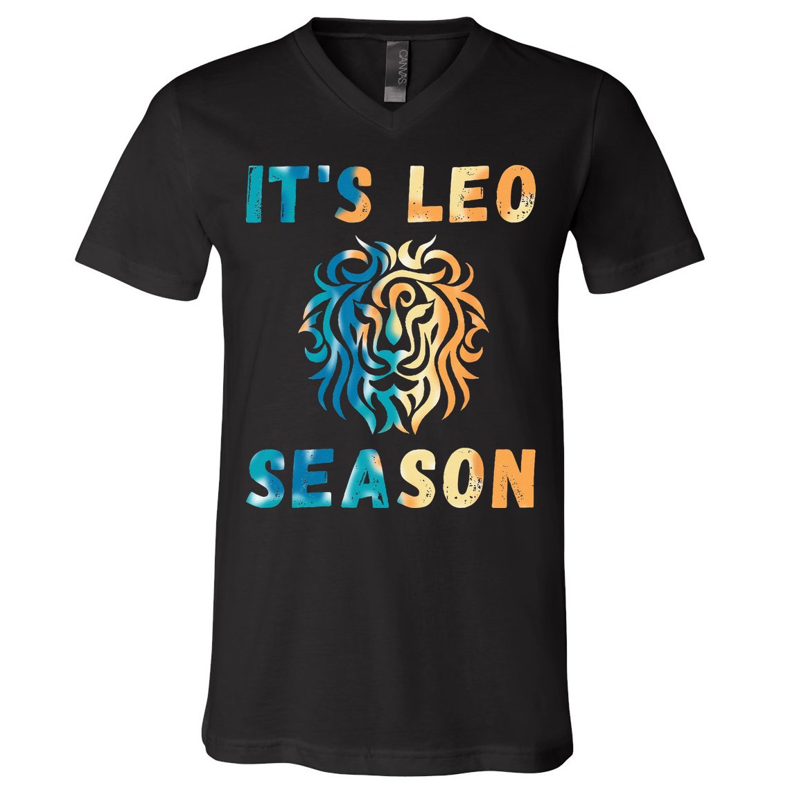 Its Leo Season Celtic Design Retro Colors Lion Zodiac V-Neck T-Shirt