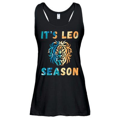 Its Leo Season Celtic Design Retro Colors Lion Zodiac Ladies Essential Flowy Tank