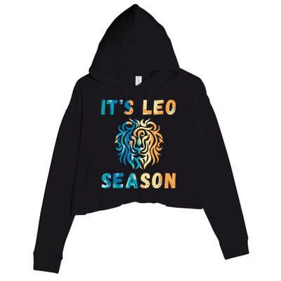 Its Leo Season Celtic Design Retro Colors Lion Zodiac Crop Fleece Hoodie