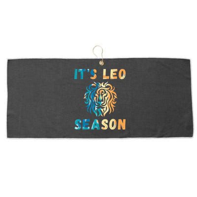 Its Leo Season Celtic Design Retro Colors Lion Zodiac Large Microfiber Waffle Golf Towel