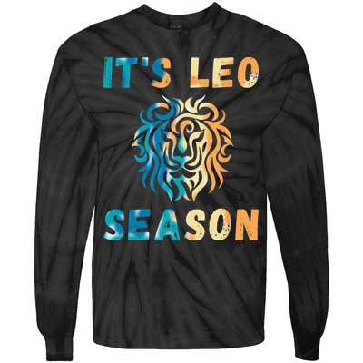 Its Leo Season Celtic Design Retro Colors Lion Zodiac Tie-Dye Long Sleeve Shirt